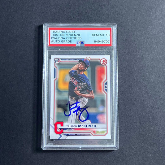 2021 Topps Bowman Chrome RC #79 Triston McKenzie Signed Card PSA Slabbed Auto Gr