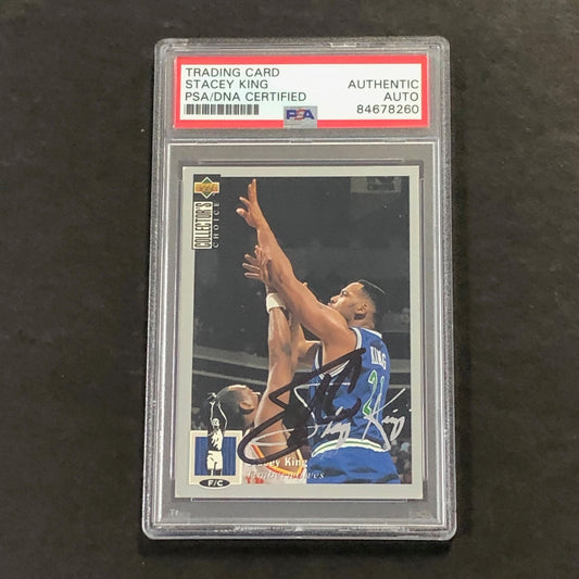1994-95 Upper Deck Collector's Choice #28 Stacey King Signed Card AUTO PSA Slabb