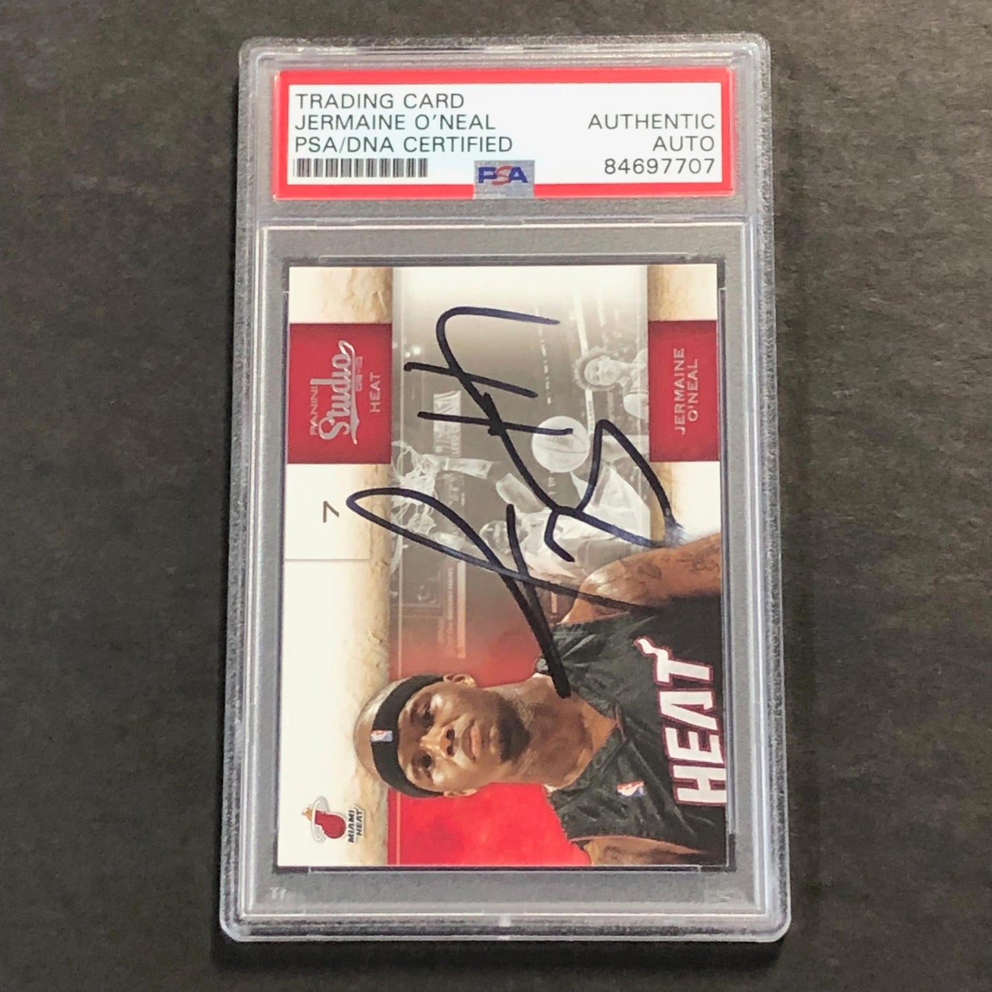 2009-10 Panini Studio #67 Jermaine O'Neal Signed Card AUTO PSA Slabbed Heat
