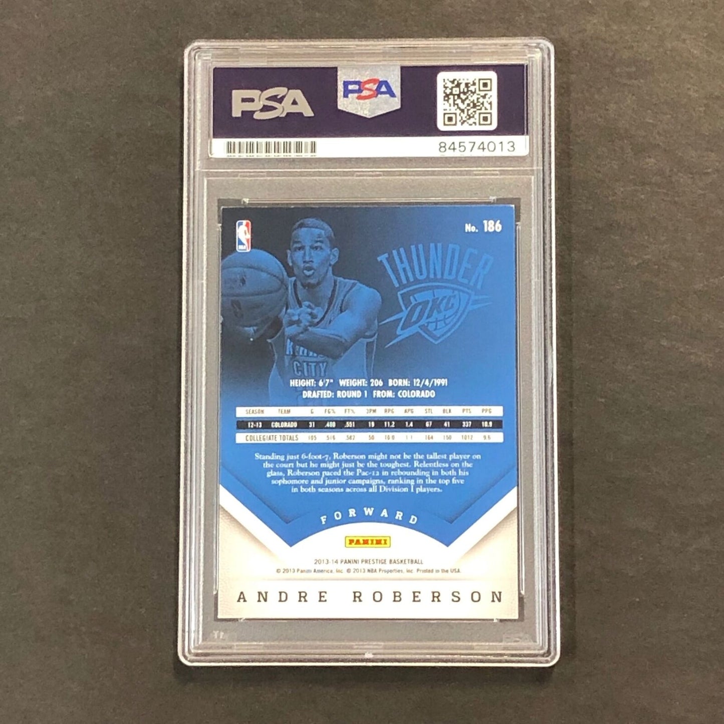2013-14 Panini Prestige #186 Andre Roberson Signed Card AUTO PSA Slabbed RC Thun