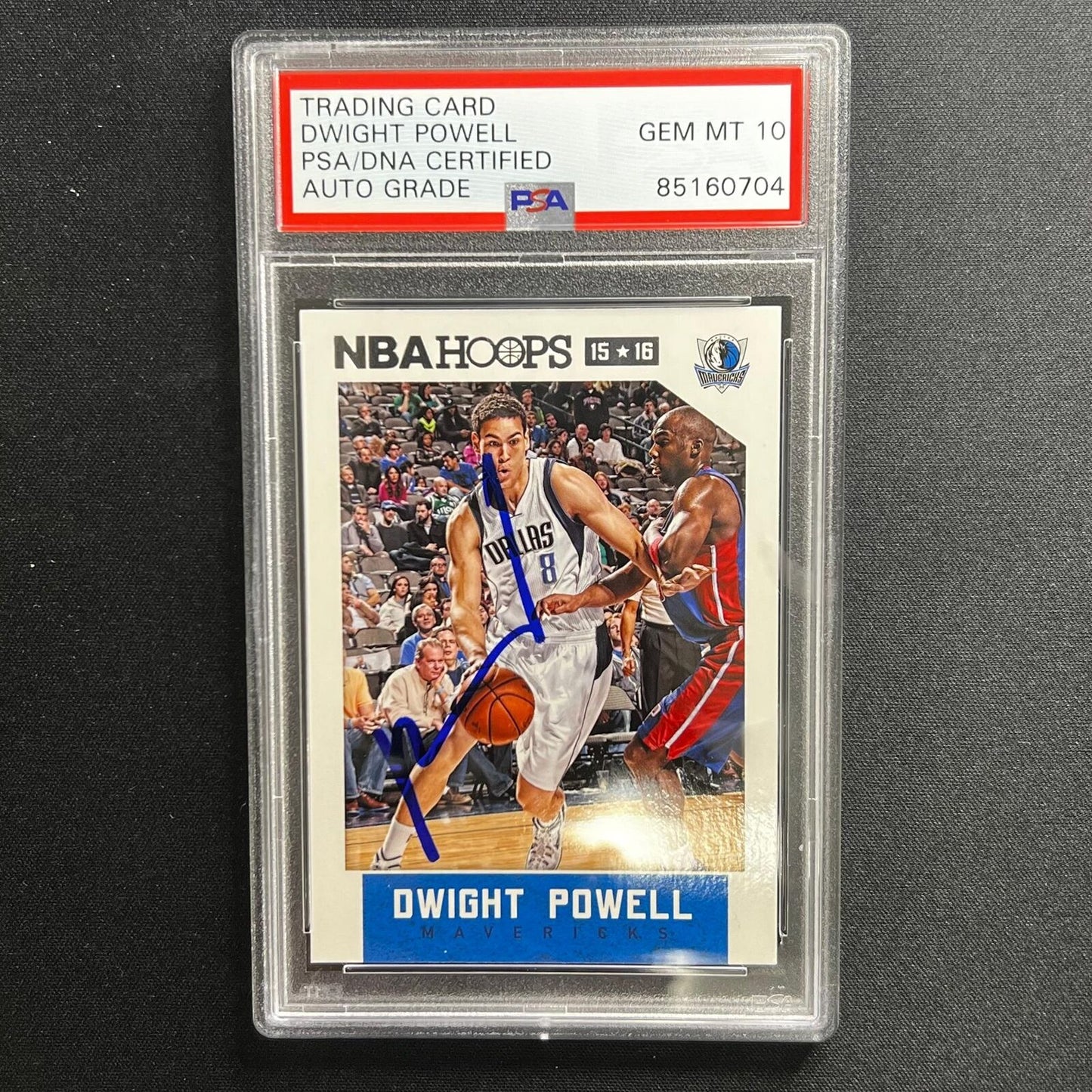 2015-16 NBA Hoops #199 Dwight Powell Card AUTO 10 PSA Slabbed Mavericks