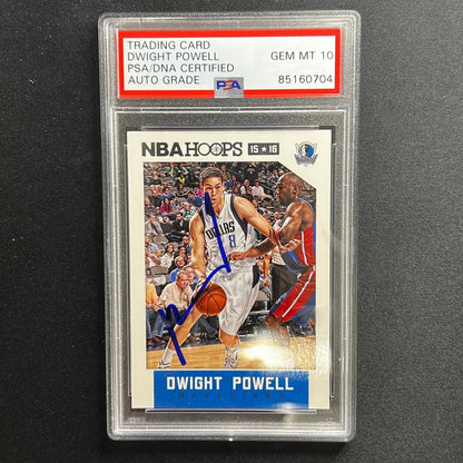 2015-16 NBA Hoops #199 Dwight Powell Card AUTO 10 PSA Slabbed Mavericks