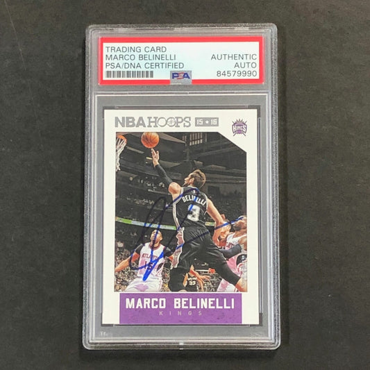 2015-16 NBA Hoops #94 Marco Belinelli Signed Card PSA Slabbed Kings