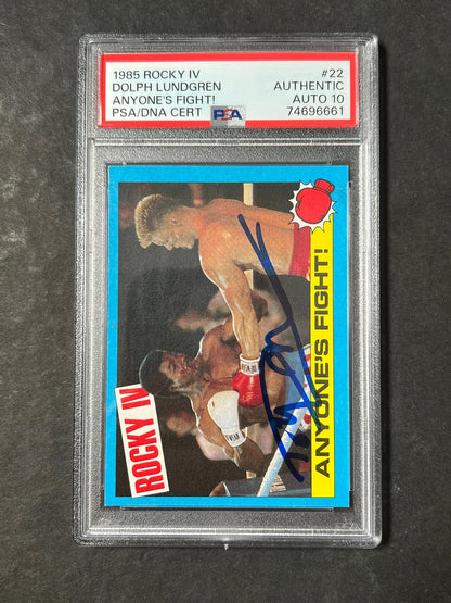 1985 Topps Rocky IV #22 Signed Card Dolph Lundgren PSA Auto 10 Ivan Drago