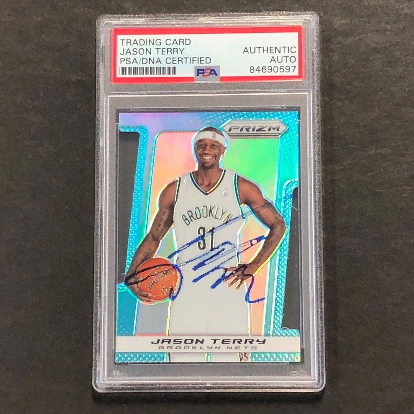 2013-14 Panini Prizm #118 Jason Terry Signed Card AUTO PSA Slabbed Nets