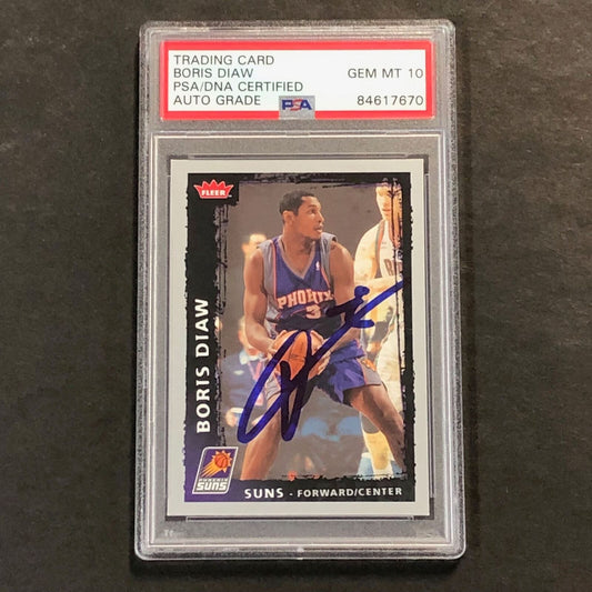 2008-09 Fleer Basketball #141 Boris Diaw Signed Card AUTO 10 PSA Slabbed Suns