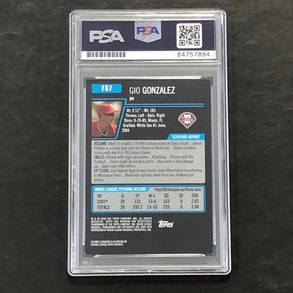 2006 Bowman #FG7 Gio Gonzalez Signed Card PSA Slabbed Auto Phillies