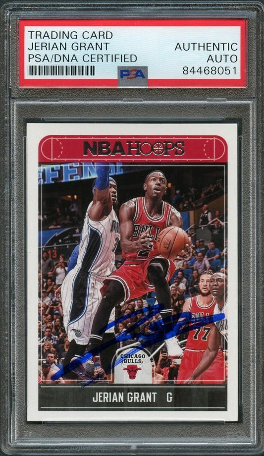 2017-18 NBA Hoops #20 Jerian Grant Signed Card AUTO PSA Slabbed Bulls