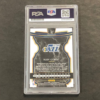 2019-20 Panini Select #41 Rudy Gobert Signed Card AUTO PSA Slabbed Jazz