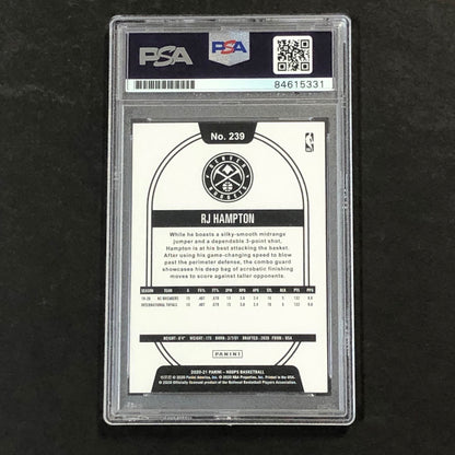 2020-21 NBA Hoops #239 RJ Hampton signed Auto 10 Card PSA/DNA Slabbed RC Nuggets