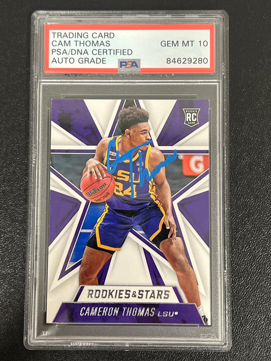 2021 Panini Chronicles #315 Cameron Thomas Signed Card PSA/DNA AUTO 10 Rookie