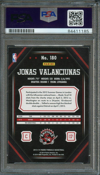 2013-14 Pinnacle Basketball #180 Jonas Valanciunas Signed Card AUTO 10 PSA Slabb