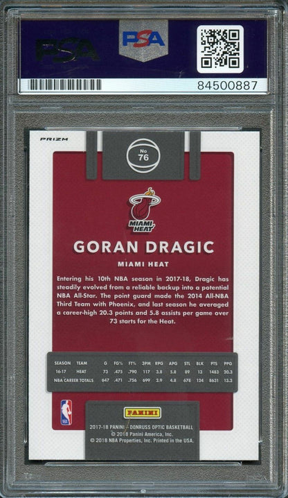 2017-18 Donruss Optic Silver #76 Goran Dragic Signed Card AUTO 10 PSA/DNA Slabbe