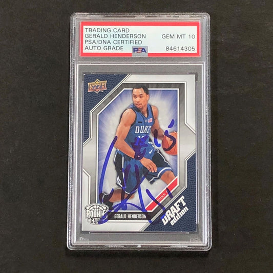 2009-10 Upper Deck Draft Edition #33 Gerald Henderson Signed Card AUTO 10 PSA Sl