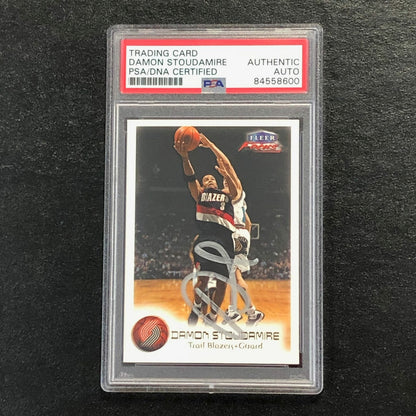 1999-00 Fleer Focus #82 Damon Stoudamire Signed Card AUTO PSA Slabbed Trail Blaz