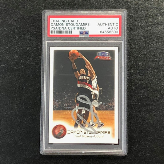 1999-00 Fleer Focus #82 Damon Stoudamire Signed Card AUTO PSA Slabbed Trail Blaz