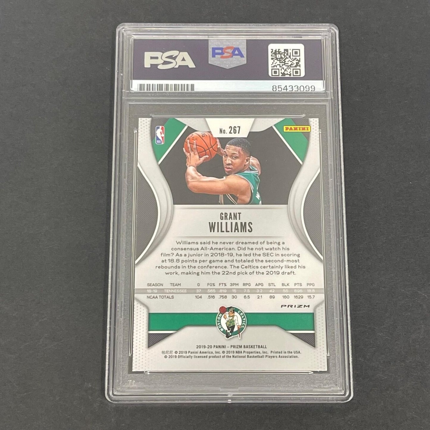 2019-20 Panini Prizm #267 Grant Williams Signed Rookie Card PSA/DNA Slabbed RC C