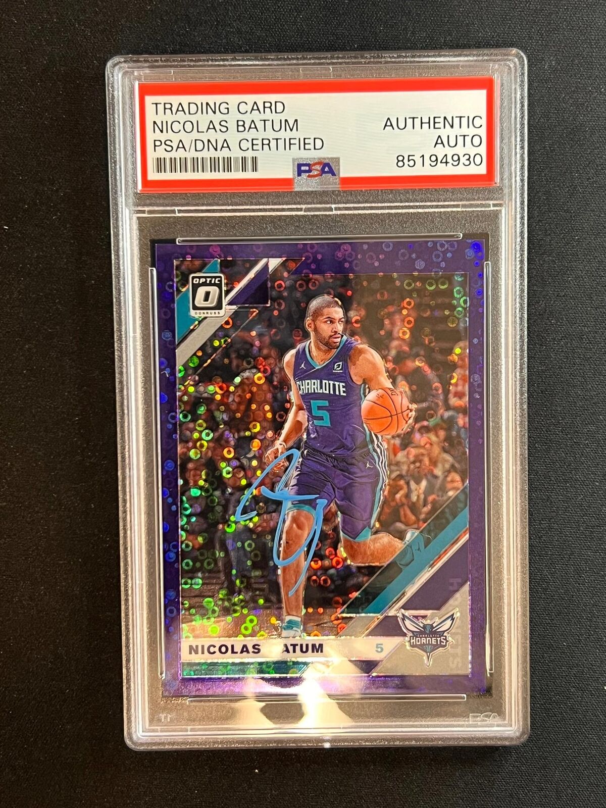 2019-20 Panini Donruss Optic #24 Nicolas Batum Signed Card AUTO PSA Slabbed Horn