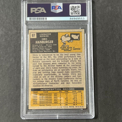 1970 Topps #97 Chris Hanburger Signed Card AUTO PSA slabbed Washington Football