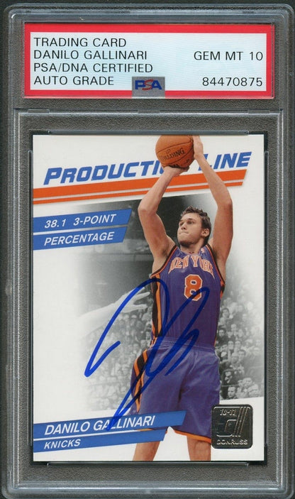 2010-11 Donruss Production Line #92 Danilo Gallinari Signed Card AUTO 10 PSA Sla