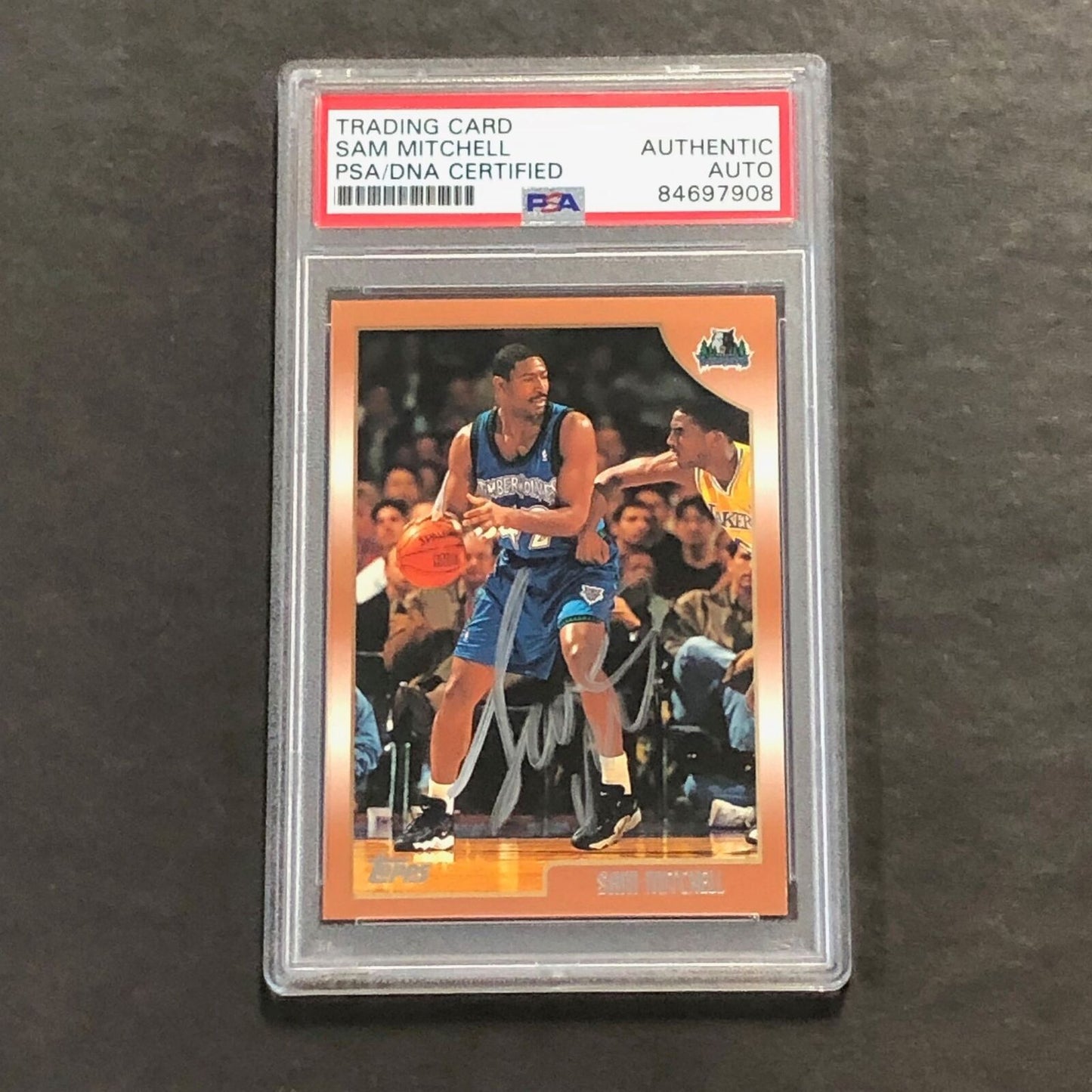 1998-99 Topps #184 Sam Mitchell Signed Card PSA/DNA Slabbed Timberwolves