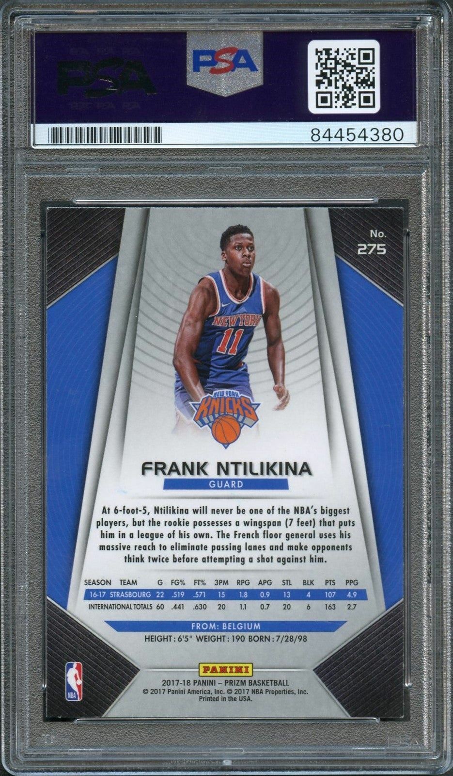 2017-18 Panini Prizm #275 Frank Ntilikina Signed Card AUTO PSA Slabbed RC Knicks