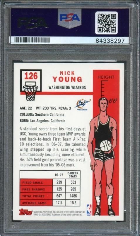 2007-08 Topps #126 Nick Young Signed Rookie Card AUTO PSA Slabbed