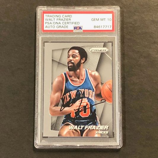 2014-15 Panini Prizm #210 Walt Frazier Signed Card AUTO 10 PSA Slabbed Knicks