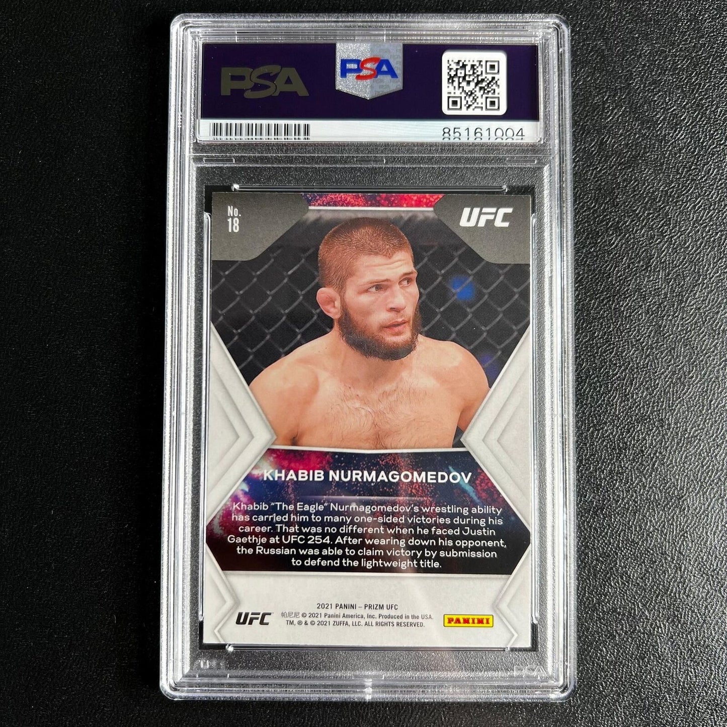 2021 Panini Prizm #18 Khabib Nurmagomedov Signed Card AUTO PSA Slabbed