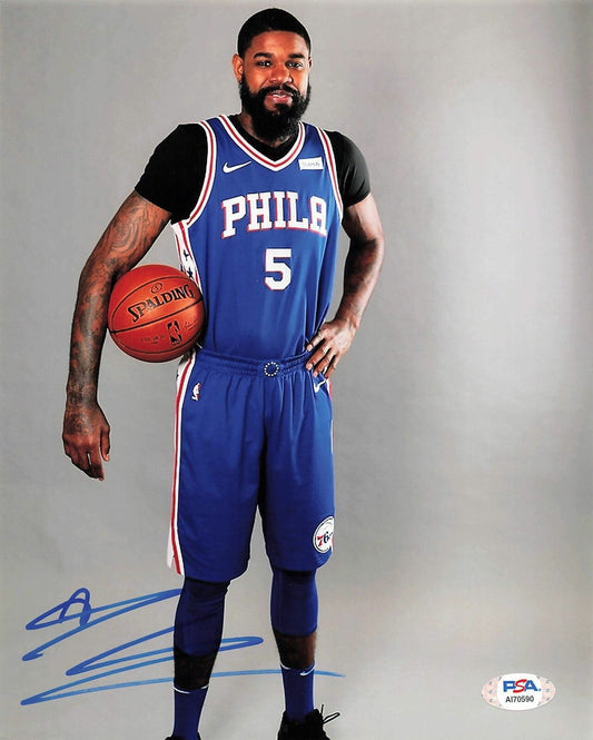 AMIR JOHNSON signed 8x10 photo PSA/DNA Philadelphia 76ers Autographed