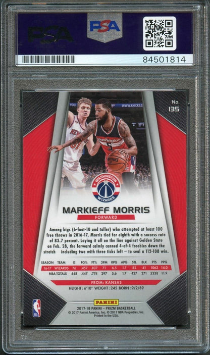 2017-18 PANINI PRIZM #135 Markieff Morris Signed Card AUTO PSA Slabbed Wizards