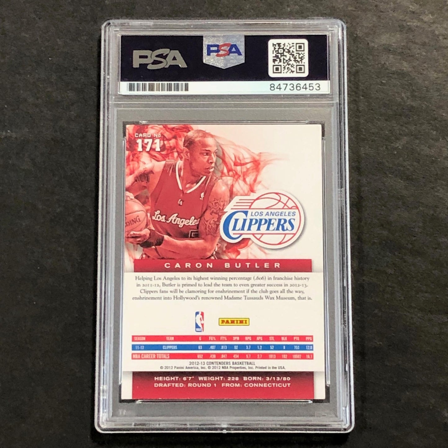 2012-13 Panini Contenders #171 Caron Butler Signed Card AUTO PSA Slabbed Clipper
