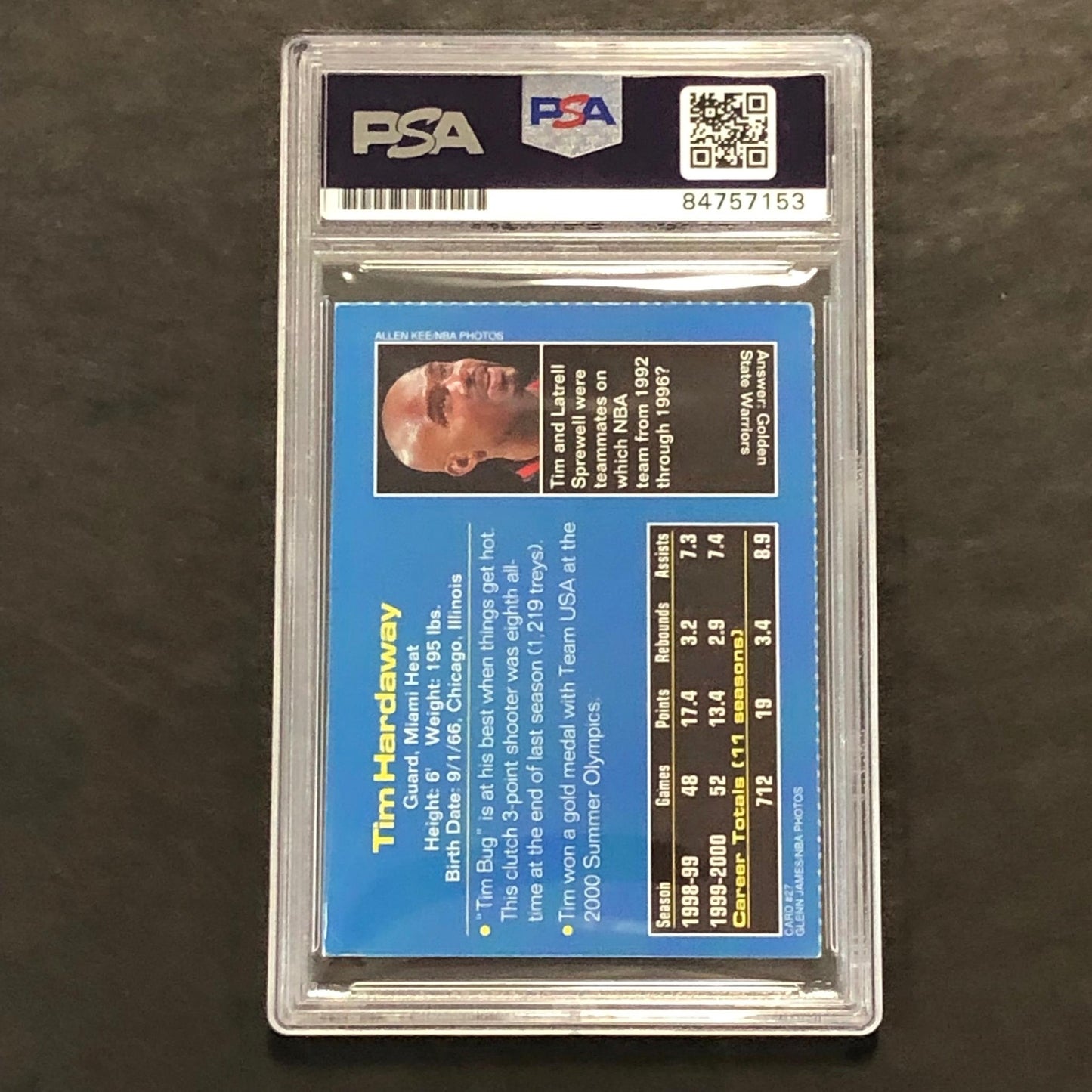2001 Sports Illustrated for Kids #27 Tim Hardaway Signed Card PSA AUTO 10 Slabbe