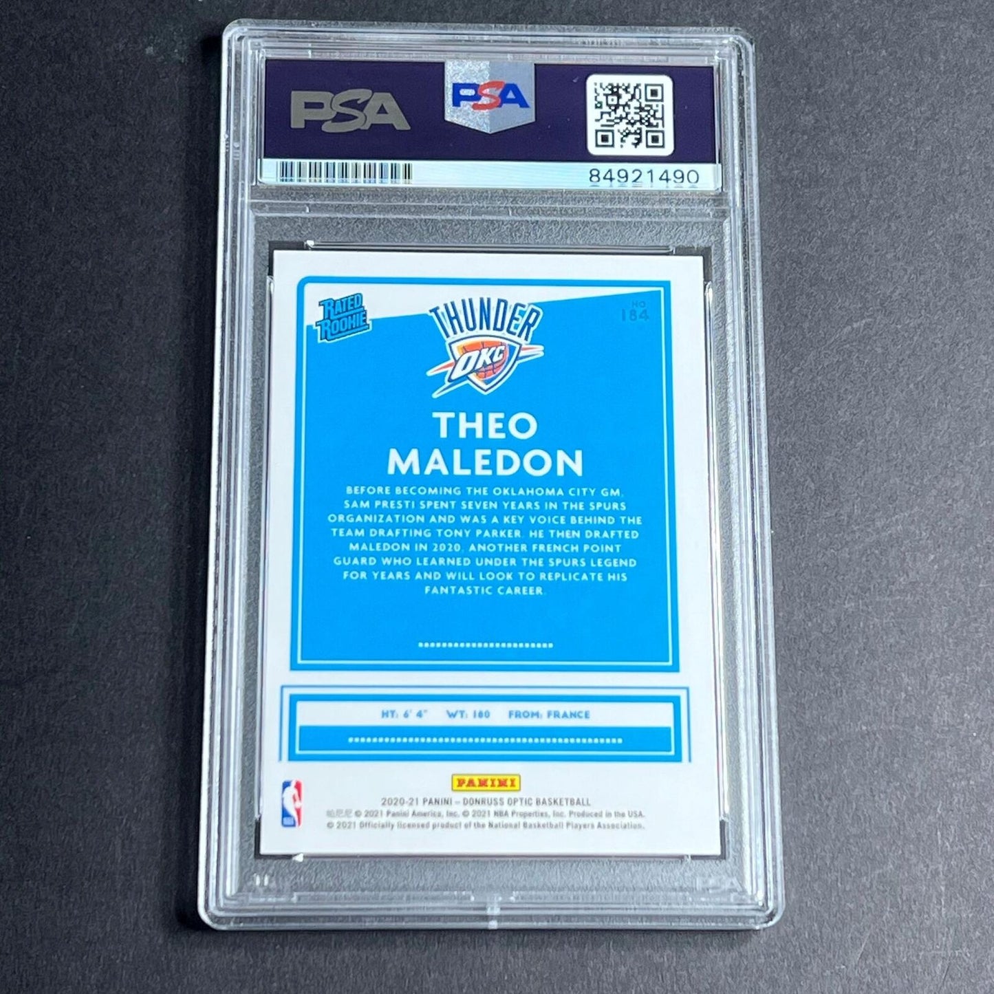 2020-21 Panini Donruss #184 Theo Maledon Signed Card AUTO Grade 10 PSA Slabbed R