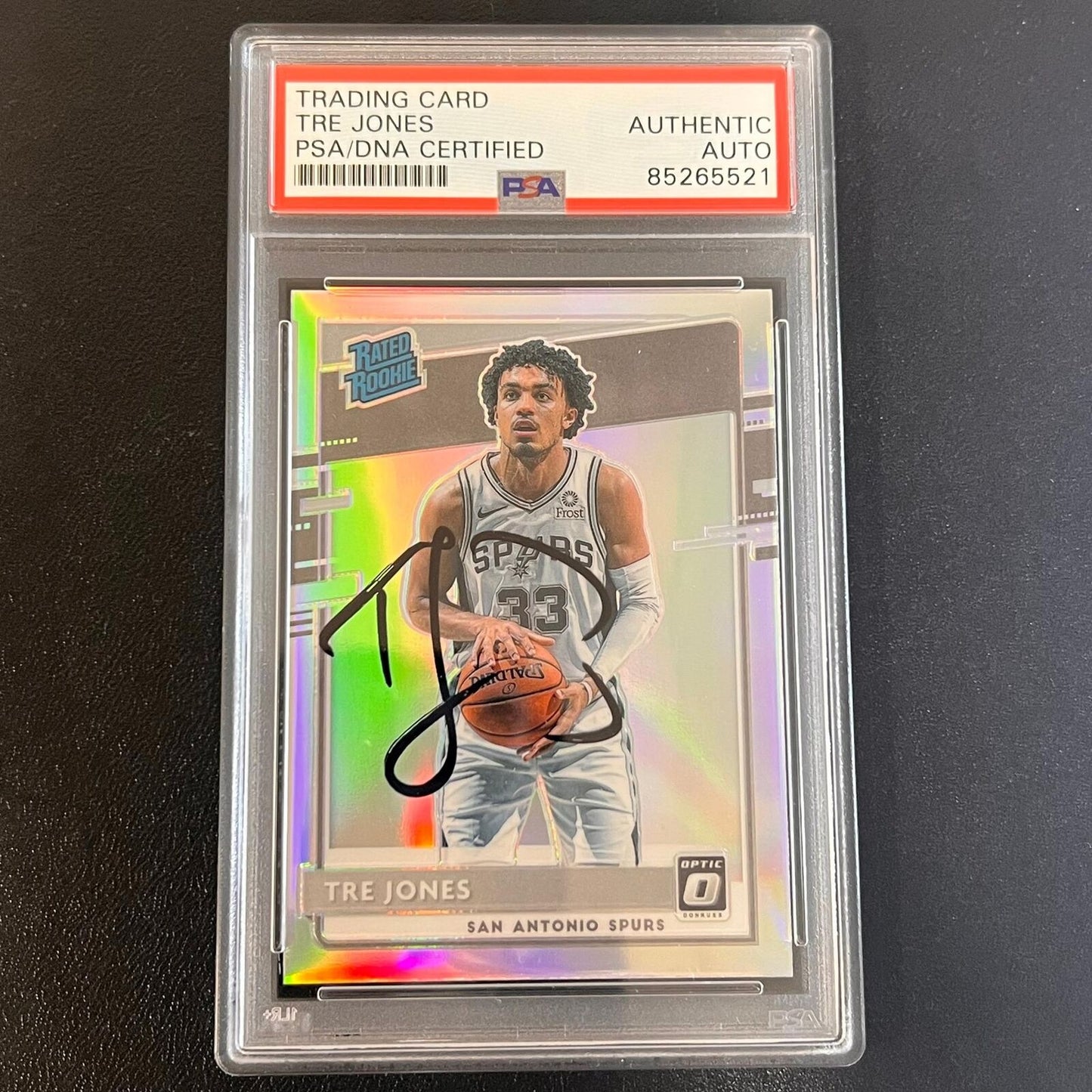 2020-21 Panini Donruss Optic #188 Tre Jones Signed Card AUTO PSA/DNA Slabbed RC