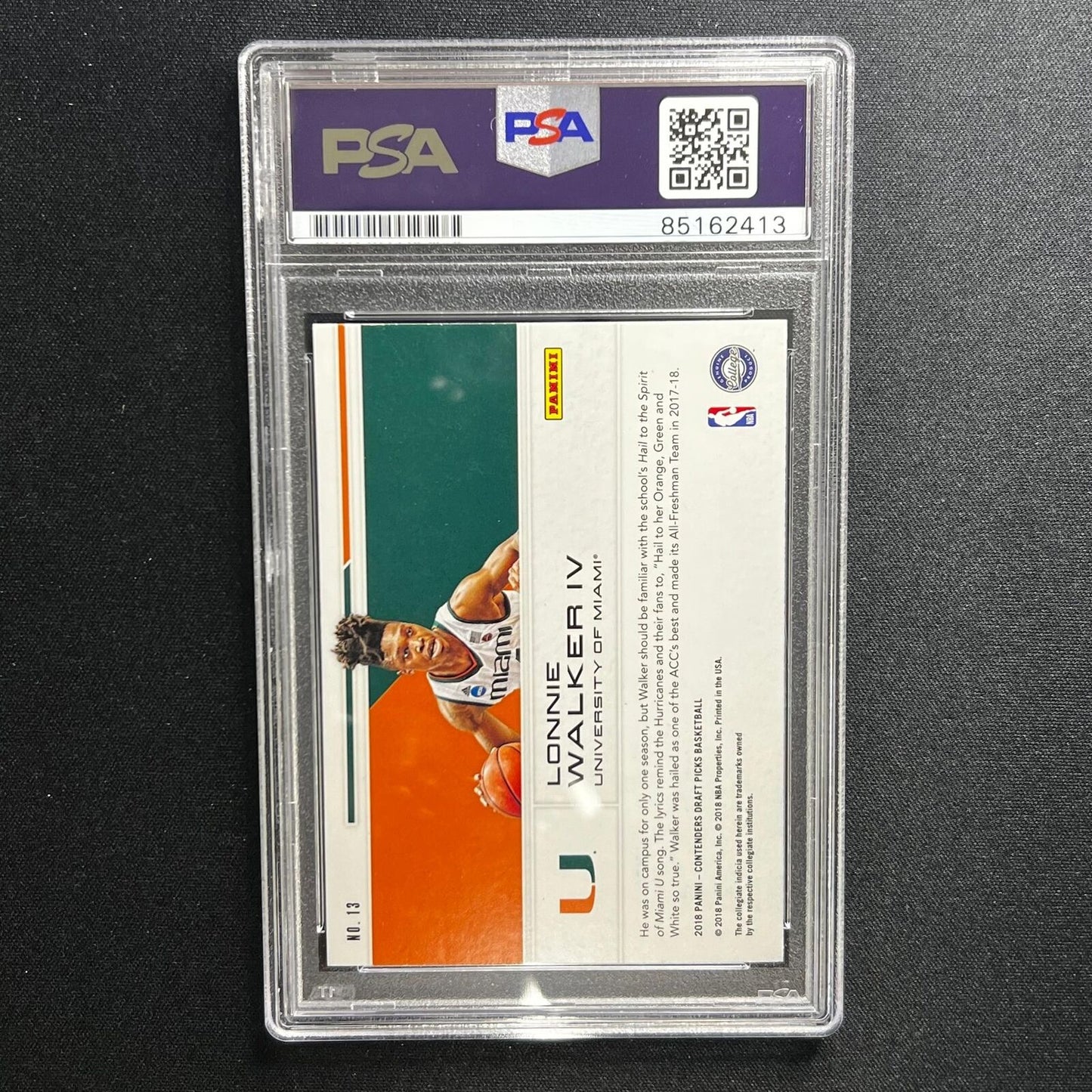2018 Panini Contenders #13 Lonnie Walker Signed Card AUTO PSA/DNA Slabbed Spurs
