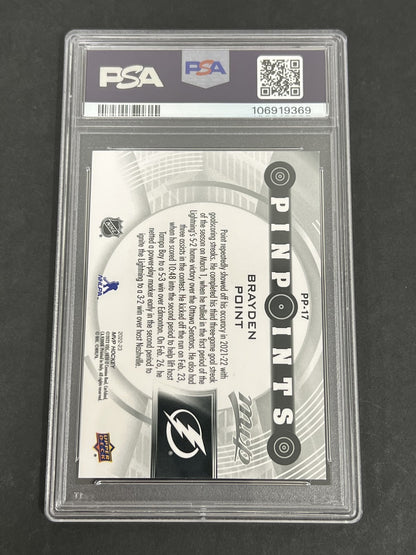 2022 Upper Deck MVP Pinpoints #PP17 Brayden Point signed card PSA 9 Auto A