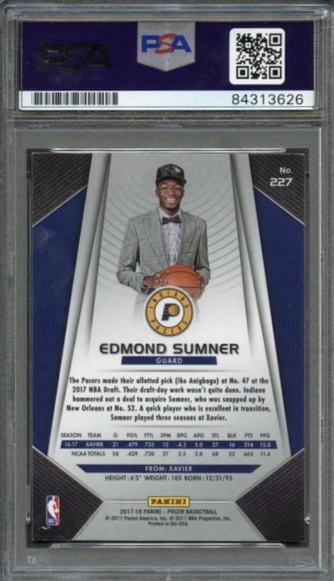 2017 Panini Prizm Hoops #227 Edmond Sumner Signed Card AUTO Grade 10 PSA Slabbed