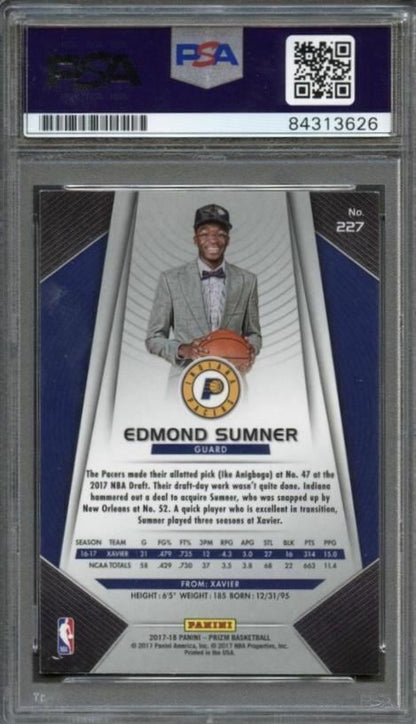 2017 Panini Prizm Hoops #227 Edmond Sumner Signed Card AUTO Grade 10 PSA Slabbed