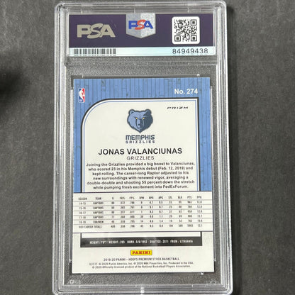 2019-20 Panini Hoops Premium Stock #274 Jonas Valanciunas Signed Card AUTO PSA S