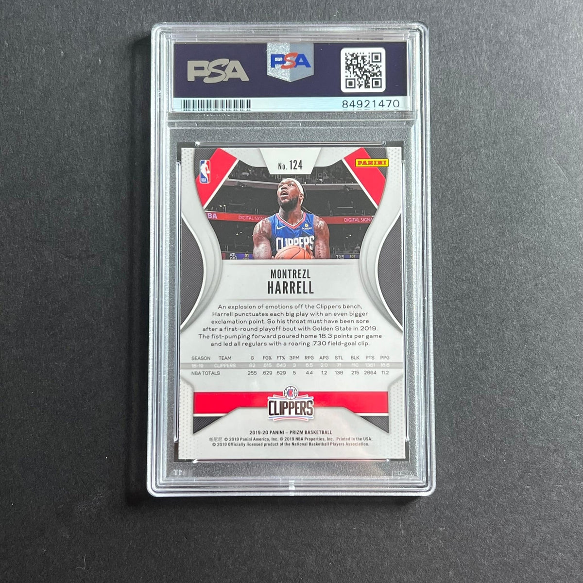 2019-20 Panini Prizm #124 Montrezl Harrell Signed Card AUTO 10 PSA Slabbed Clipp