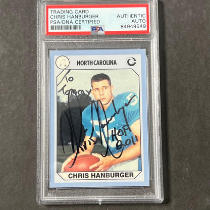 1990 Collegiate Collection #8 Chris Hanburger Signed Card AUTO PSA slabbed North