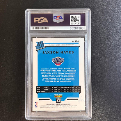 2019-20 Panini Donruss Optic Basketball #190 Jaxson Hayes Signed Card AUTO PSA S