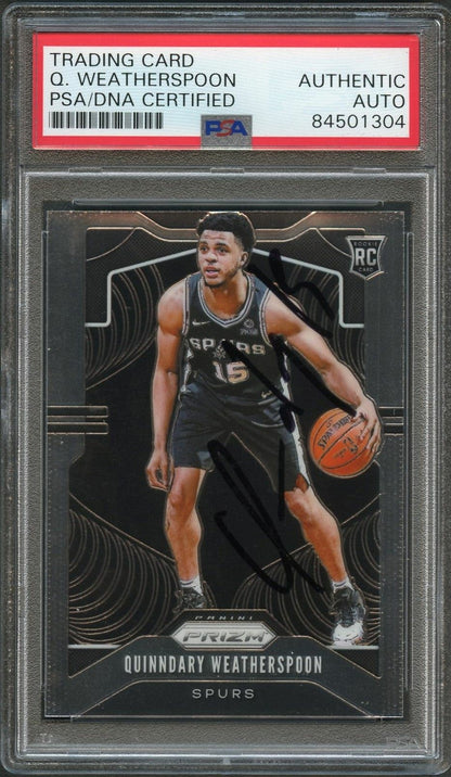 2019 Panini Prizm #285 Quinndary Weatherspoon Signed Card AUTO PSA/DNA Slabbed R