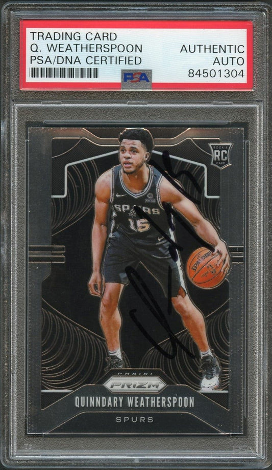 2019 Panini Prizm #285 Quinndary Weatherspoon Signed Card AUTO PSA/DNA Slabbed R