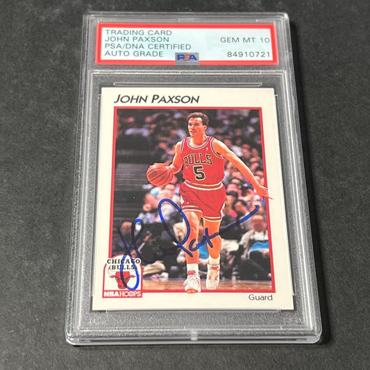 1991-92 NBA Hoops #6 John Paxson Signed Card AUTO Grade 10 PSA Slabbed Bulls