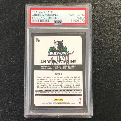 2015-16 Panini Complete #206 Andrew Wiggins Signed Card AUTO PSA Slabbed Minneso