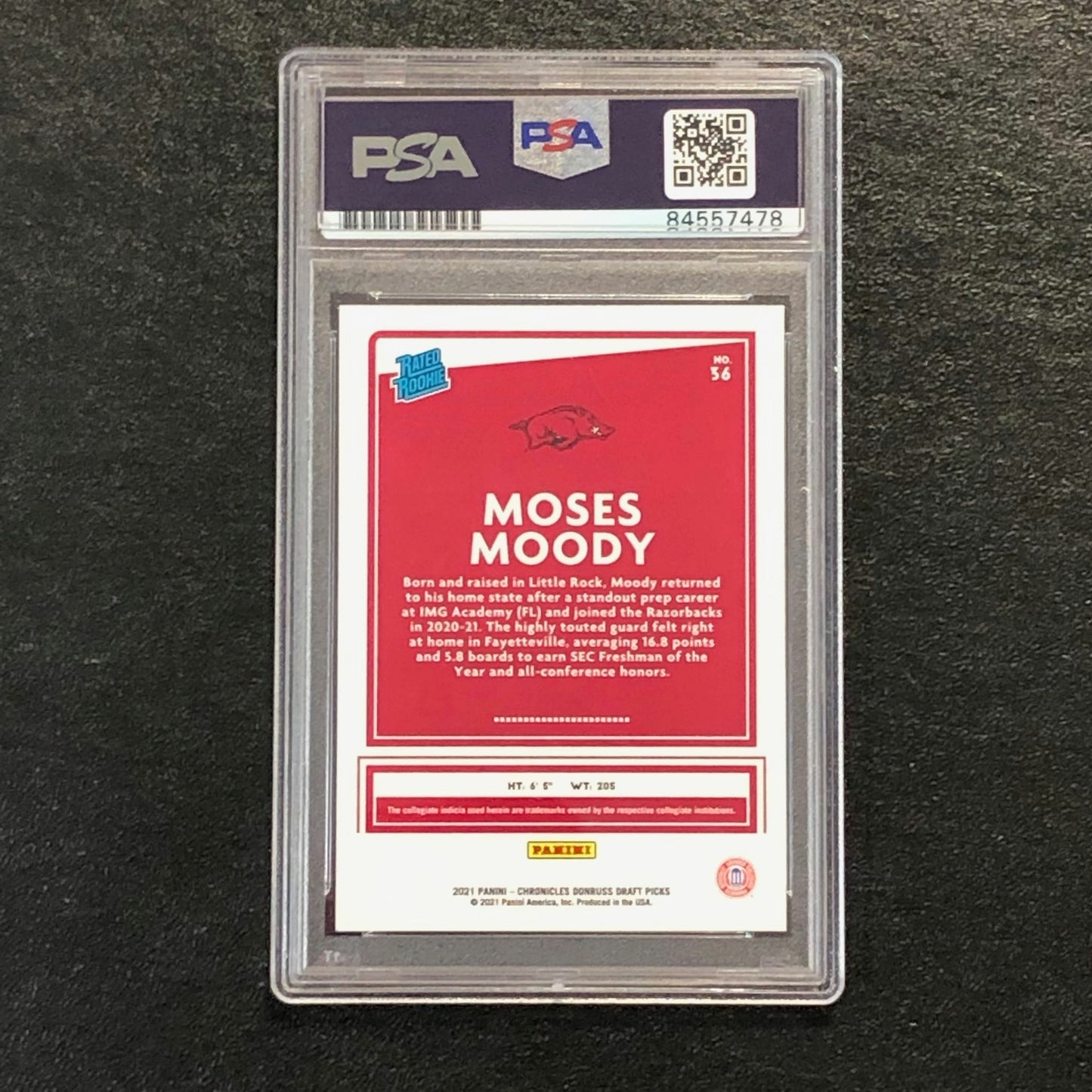 2021-22 Panini Chronicles Draft Picks #36 Moses Moody Signed Card AUTO 10 PSA Sl
