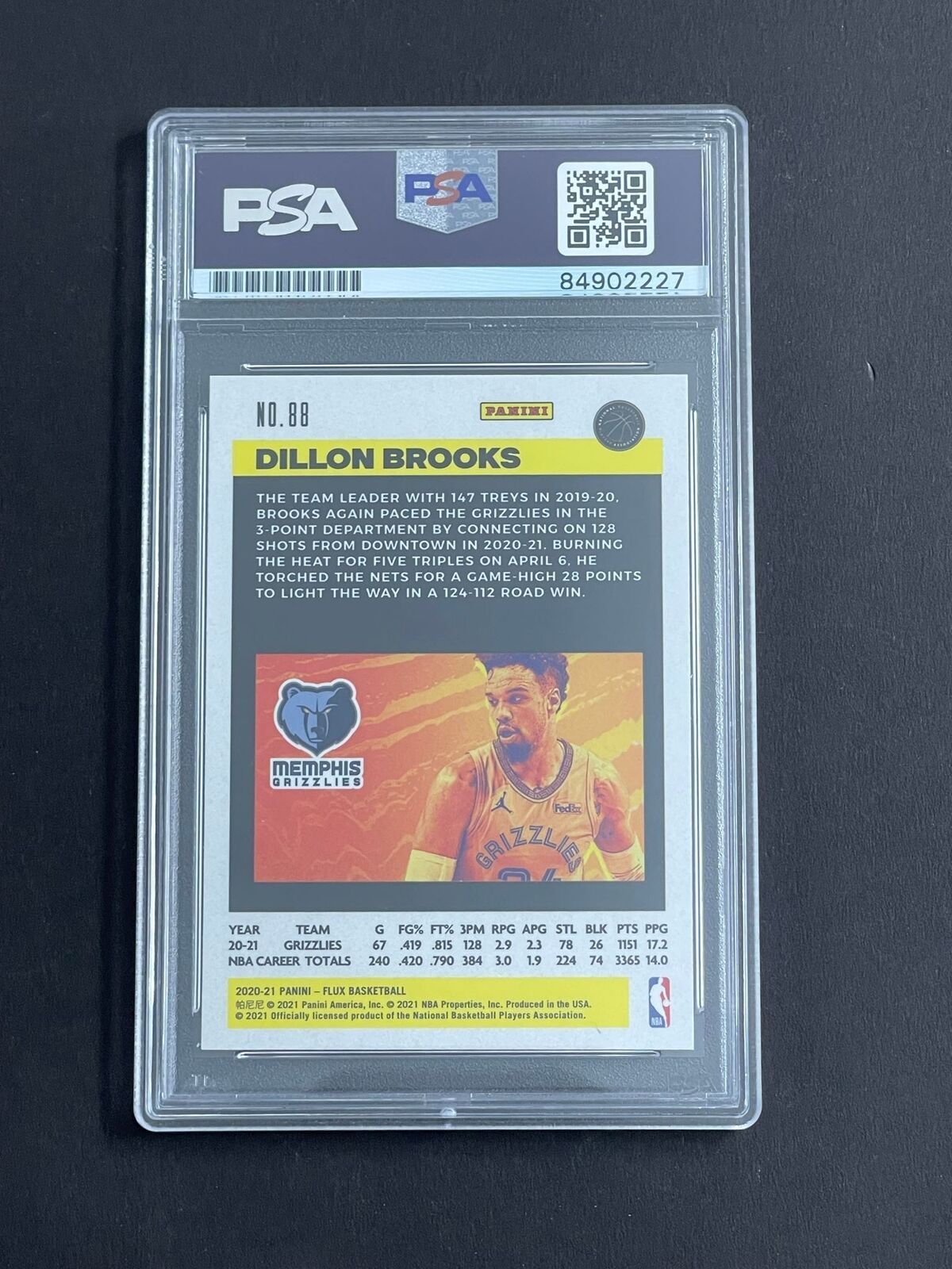 2020-21 Panini Flux #88 Dillon Brooks Signed Card PSA Slabbed Grizzlies