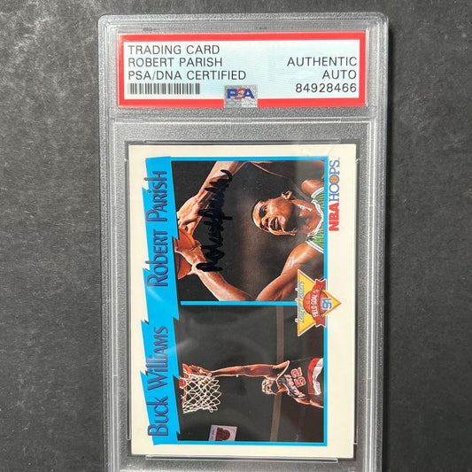 1991 NBA Hoops #313 Robert Parish Signed AUTO PSA Slabbed Celtics